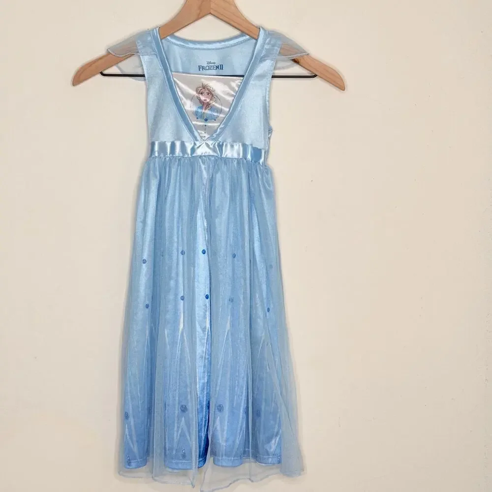 Disney Frozen Elsa Dress Blue Tulle Princess Costume‎ Girls XS Party Fairytale
